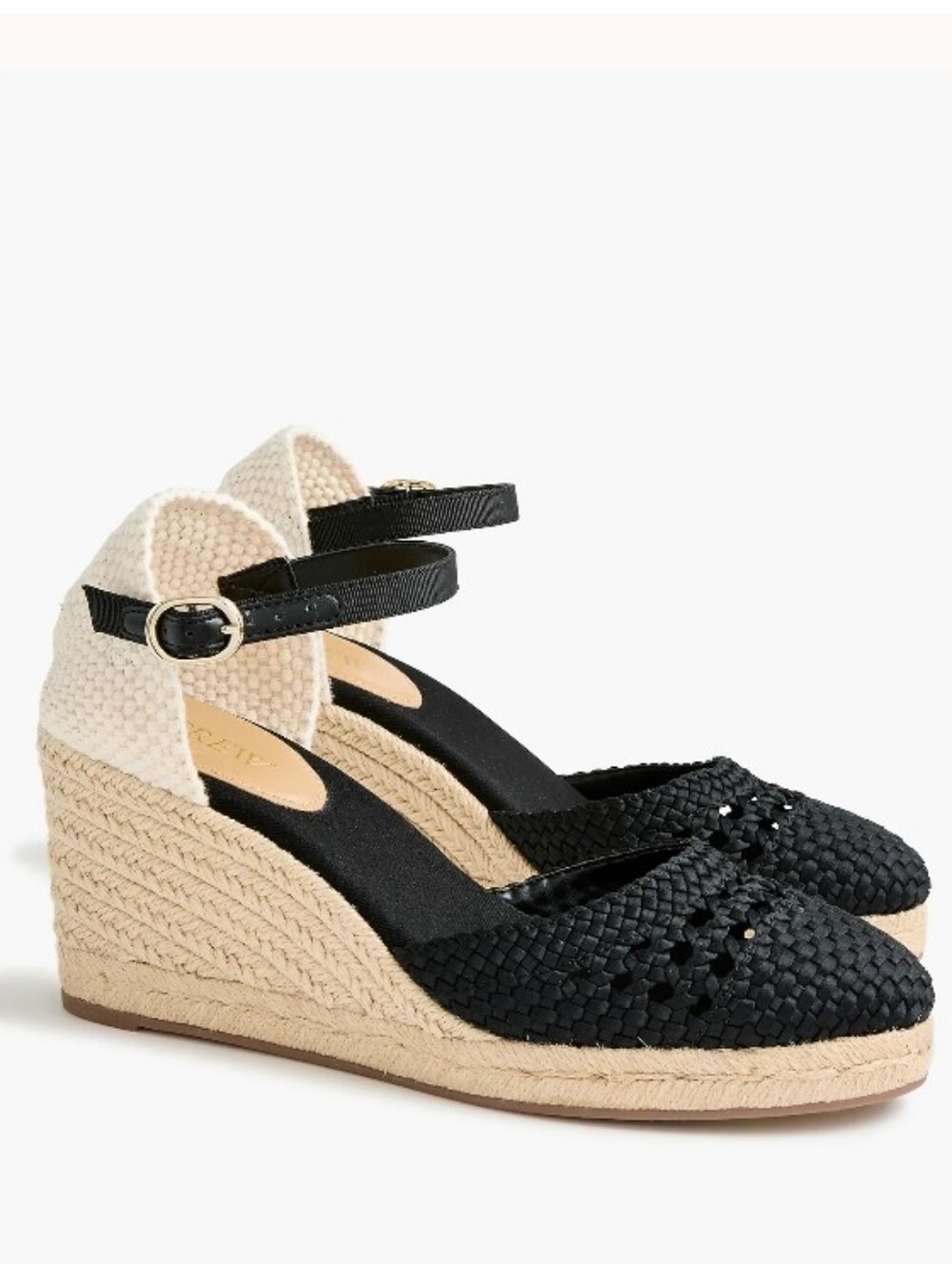 J. Crew Factory Crochet Espadrille Wedges - black